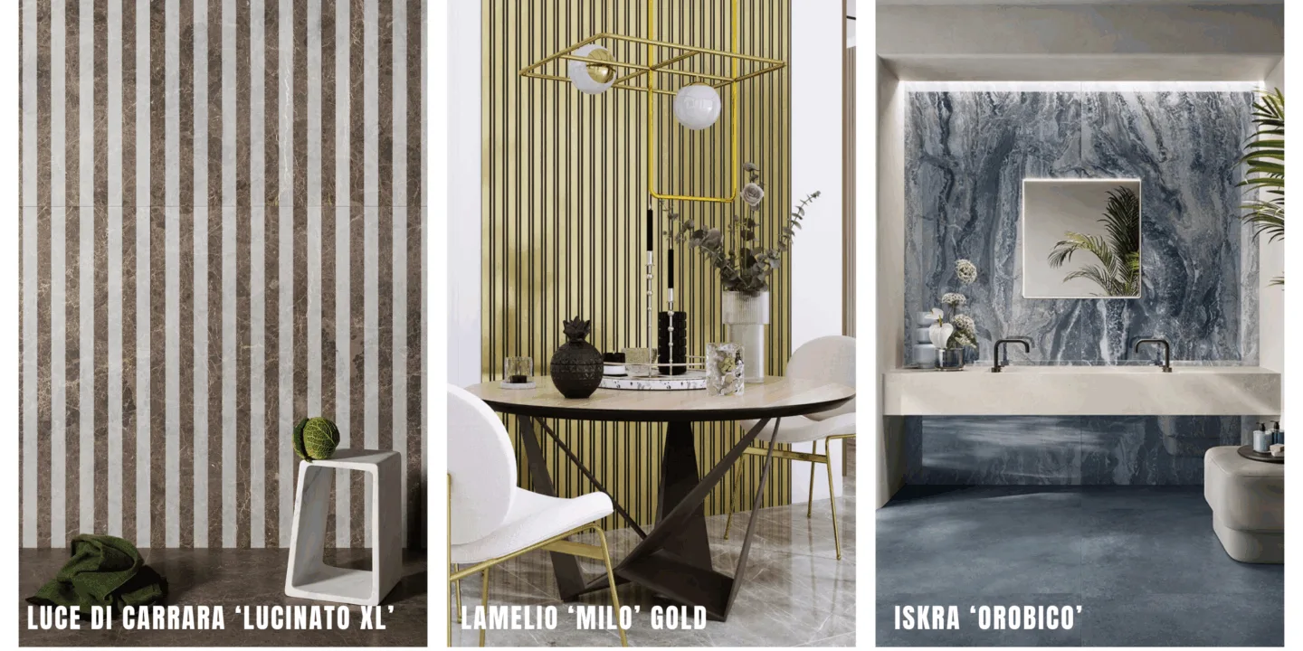 Selection of feature wall finishes