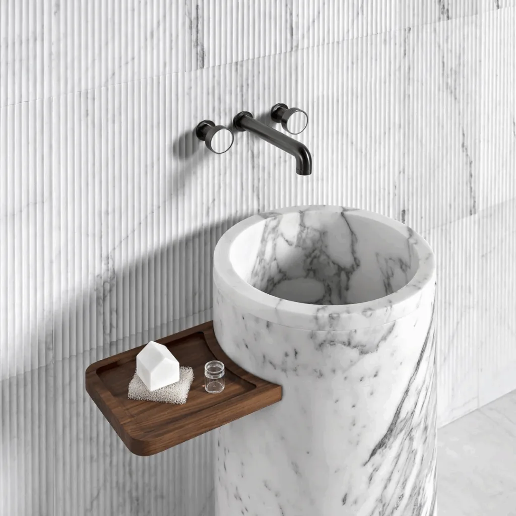 White marble sink