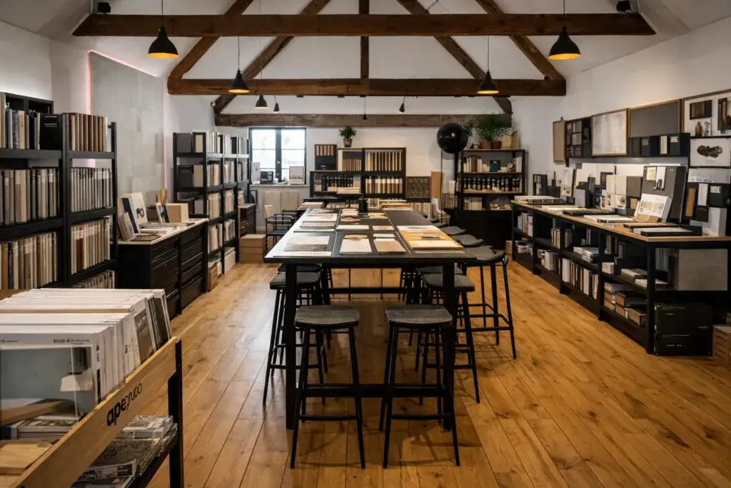Aura Surfaces showroom in Sussex where luxury surface specifications for residential and hospitality projects are developed
