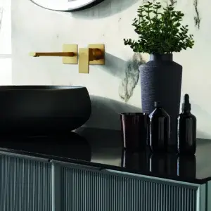 Kube basin mixer tap by Fiore Rubinetterie in dark gold finish